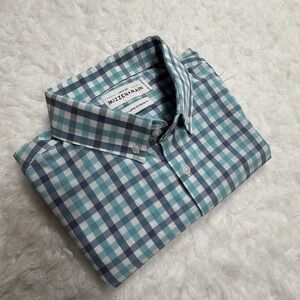 MIZZEN MAIN Leeward Shirt Short Sleeve Button Up Mens X-Large Glacier Gingham